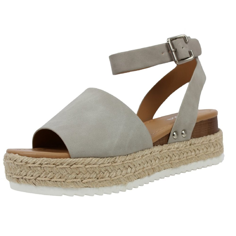 SODA Soda Women's Open Toe Ankle Strap Espadrille